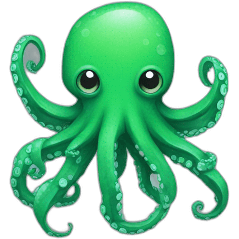 Green pixel art octopus with cornered head emoji