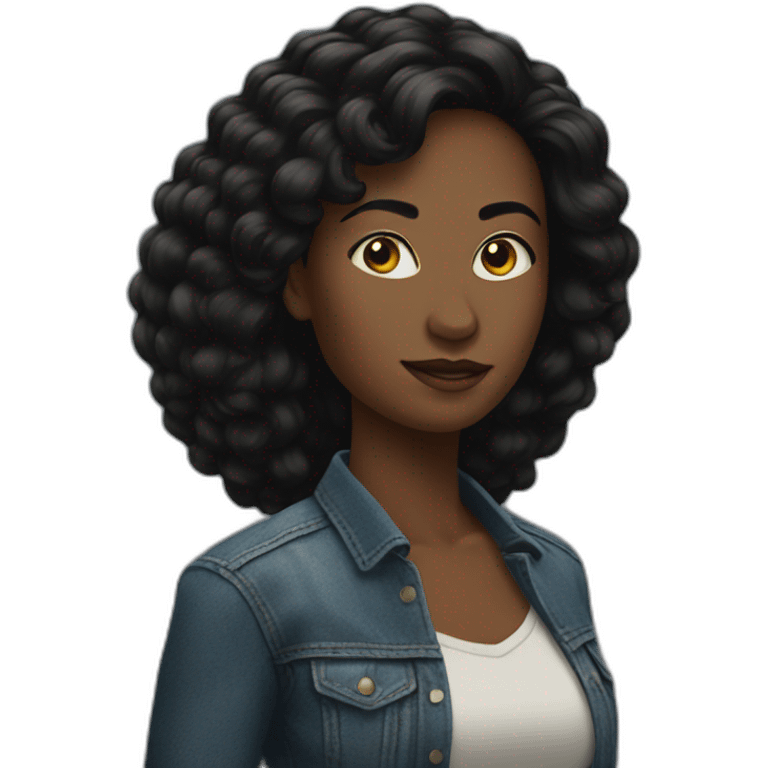 Woman hair black-power emoji