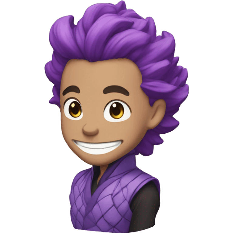 happy tanjiro with purple head and background emoji