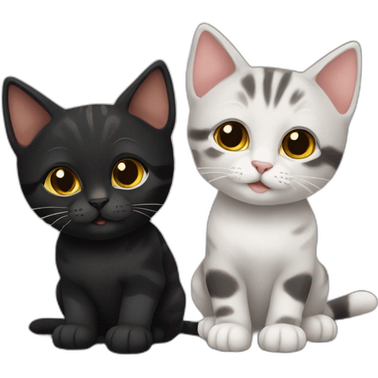 two-cats-bengali-cat-cat-black-kitten-together emoji