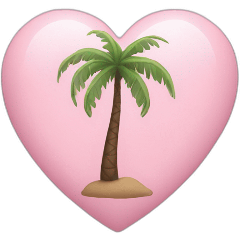 Pastel pink heart-shaped palm tree emoji