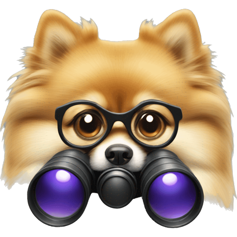 pomerania with binocular emoji