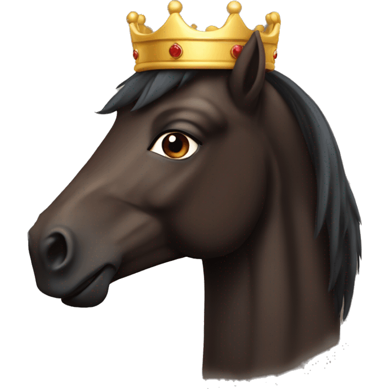 Dark Brown horse with a Crown  emoji