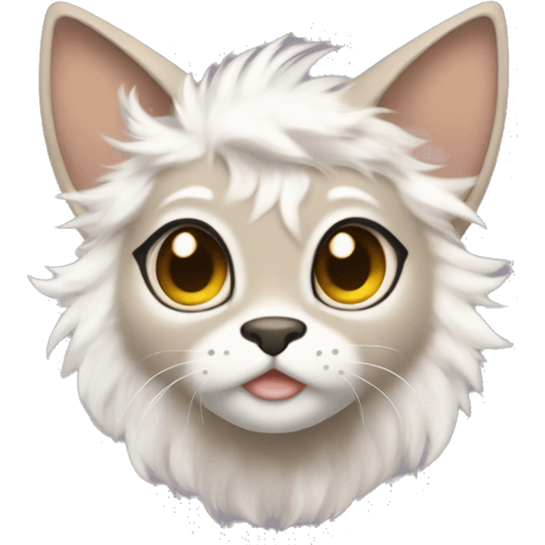 Furry, sparkle, iridescent, colorful, pastel, edgy, cool, fantasy beautiful, brown, beige, white, divine, godly, angelic, animal, anthro, full body, fursona, feline emoji