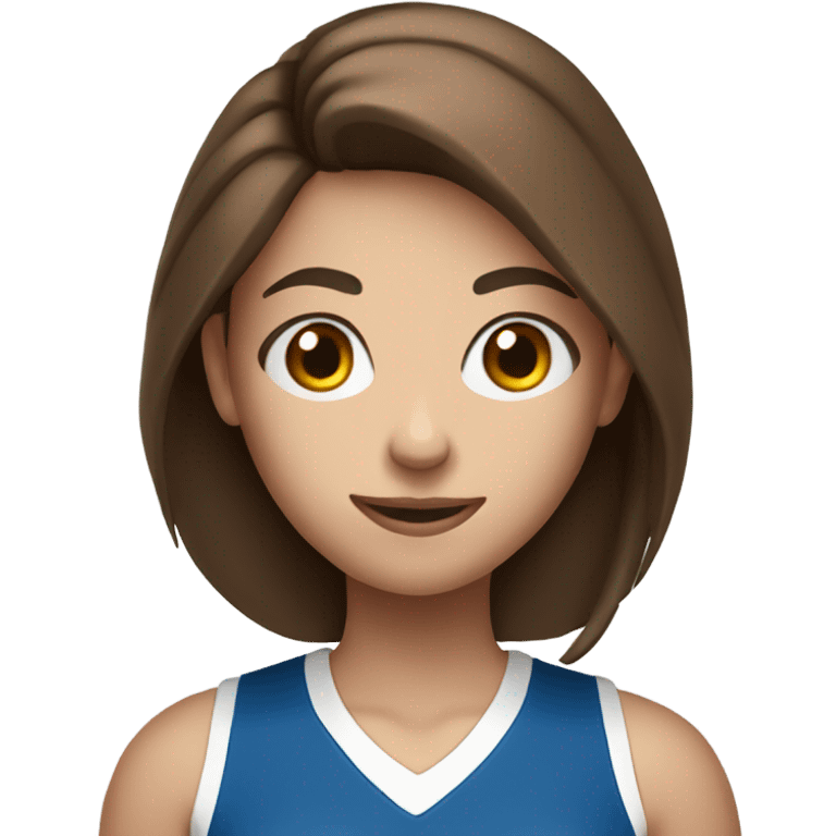 Teen girl with blue eyes and brown hair holding a volleyball  emoji