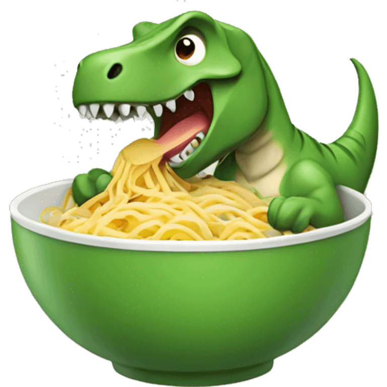 dinosaur eating noodles emoji