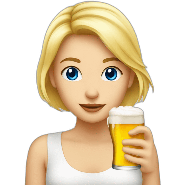 Fille blonde yeux bleus tenant de la bière emoji