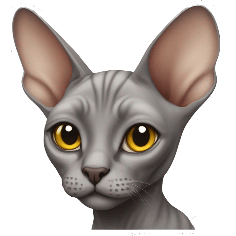 grey sphinx cat with a big belly emoji