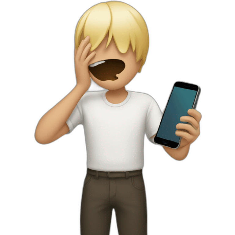 exasperated person holding a phone vertically in front of their face emoji