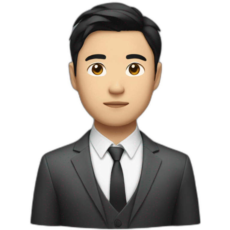 small and muscular asian guy with suit with black hair emoji