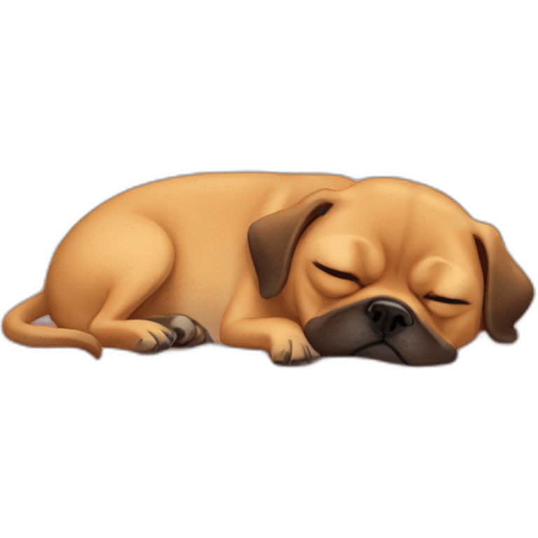 Puggle sleeping on bed emoji