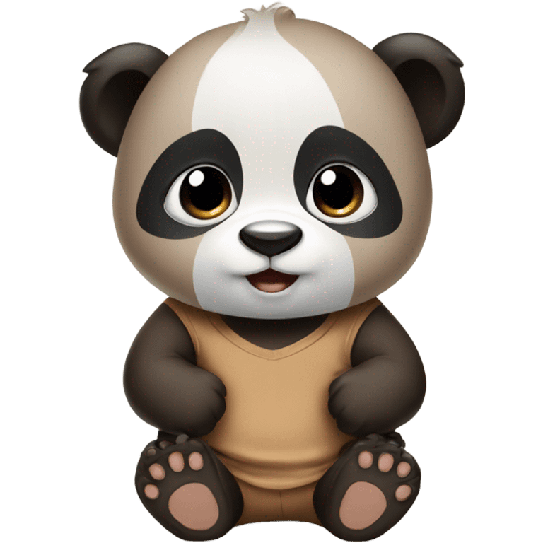 Baby panda wearing brown t shirt emoji