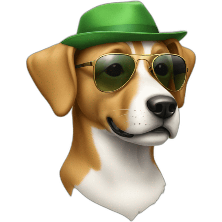 A dog with sunglasses and green hat emoji