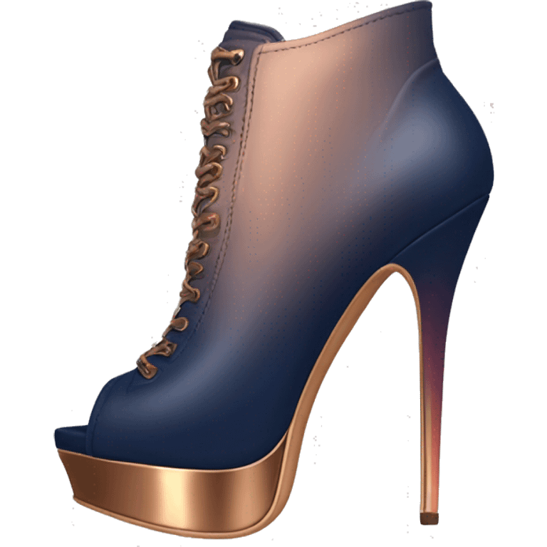 Realistic pair of navy,bronze,and rose gold ombre bootie spike heel shoes. emoji