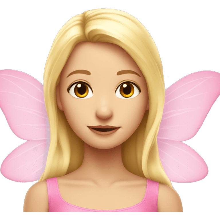 Blonde girl, fairy pink wings emoji