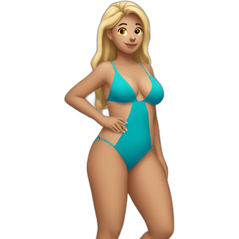 Slim-Thicc caucasian woman swimsuit posing emoji