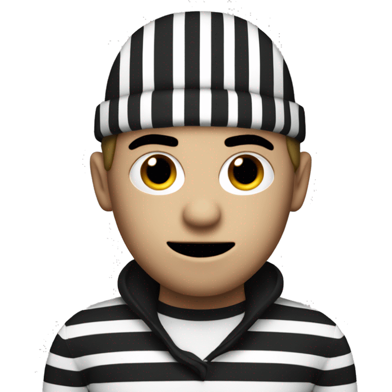 Robber in black and white stripe with black skin emoji