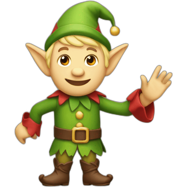 elf waving right hand emoji