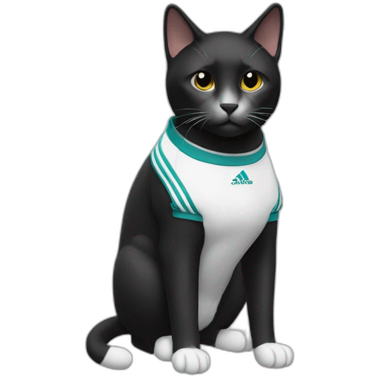 Black and white cat with adidas sportwear emoji