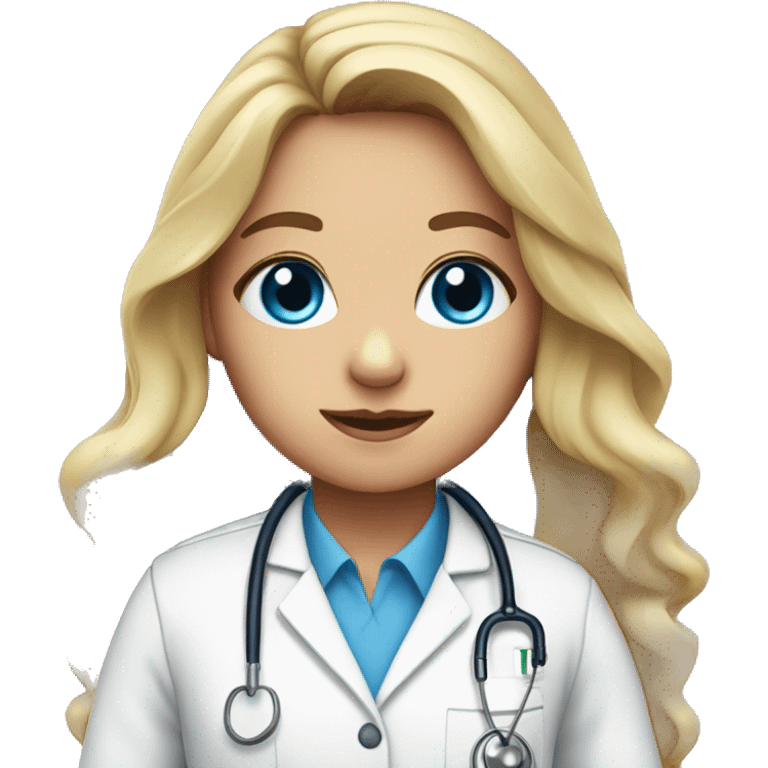 Blue eyes girl, long hair, dressed in a doctor uniform emoji