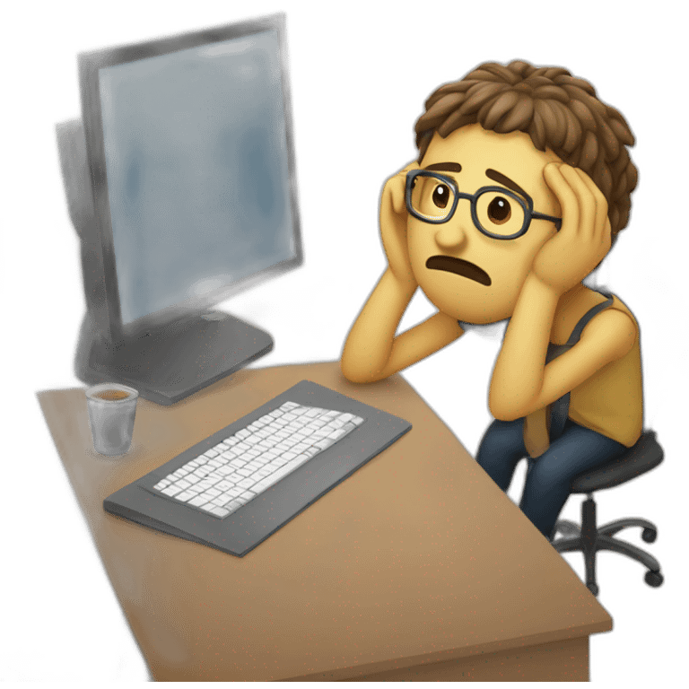 tired sad designer at desk computer  emoji