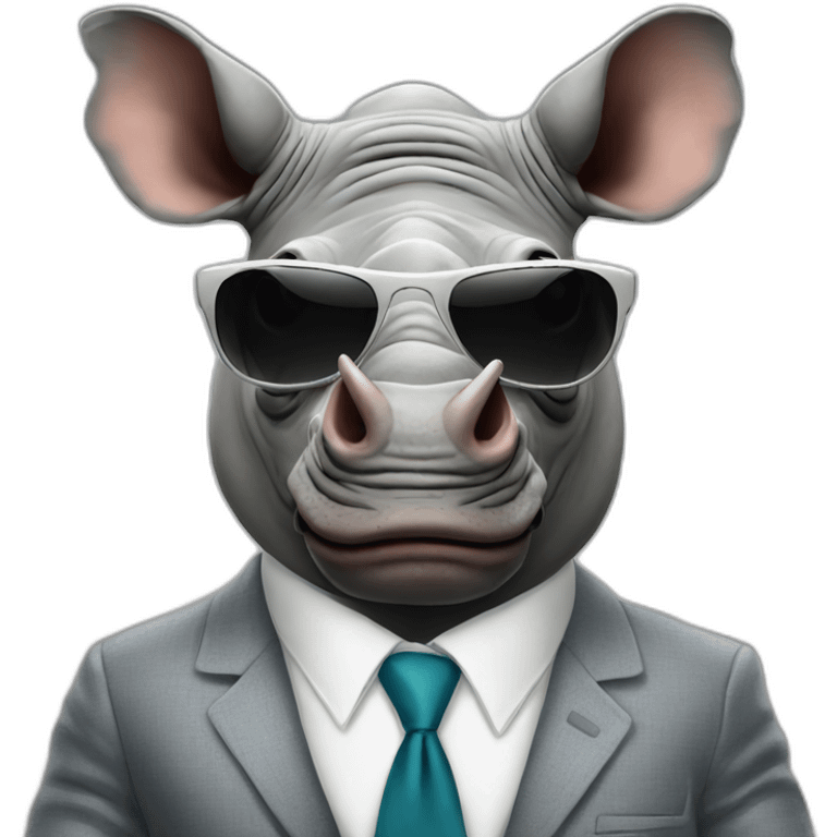 rhino wearing suit and sunglasses emoji