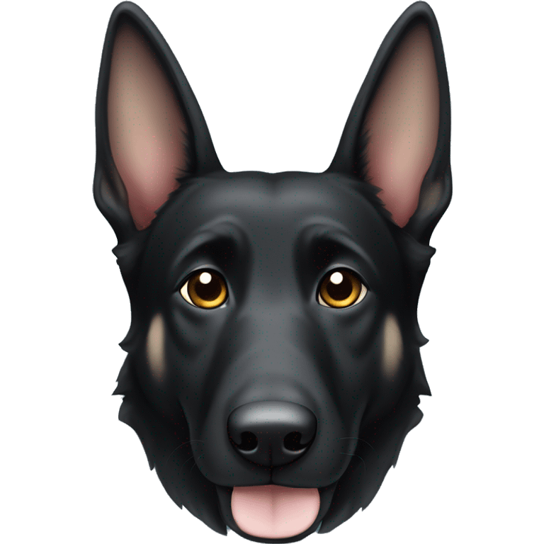 Black German shepherd dog with white paws, ears not up emoji