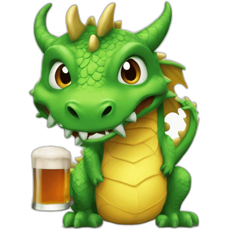 Dragon buvant bière emoji