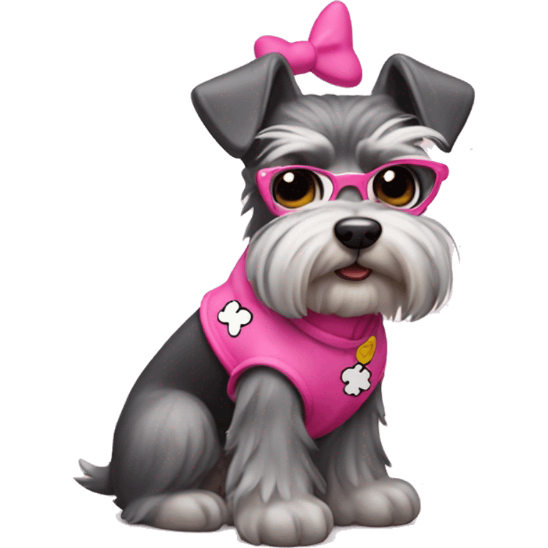 schnauzer dressed like hello kitty emoji