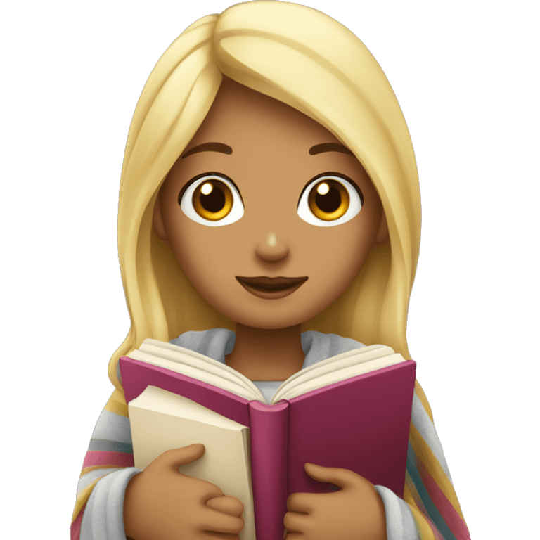 Blonde girl with blanket and book emoji