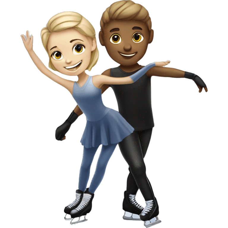 Figure skater girl with hockey player boy emoji