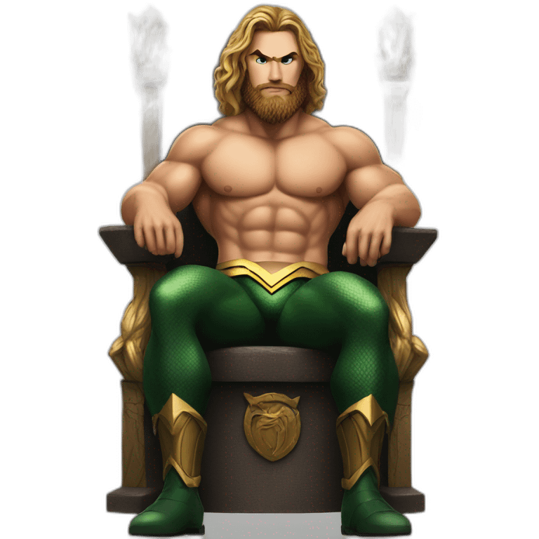 Aquaman shirtless sitting on throne emoji