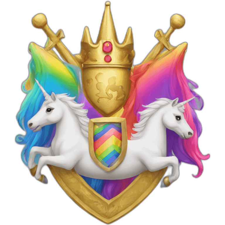 Coat-of-arms-held-by-rainbow-unicorns emoji