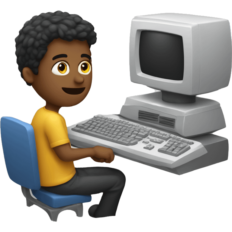 guy playing computer emoji