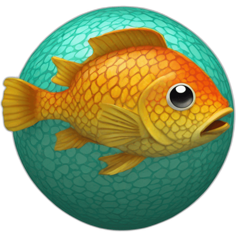 3d sphere with a cartoon Tropical Fish skin texture emoji