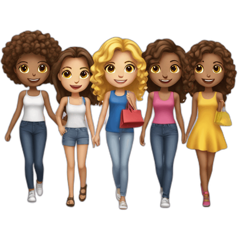 5 girls en shopping emoji