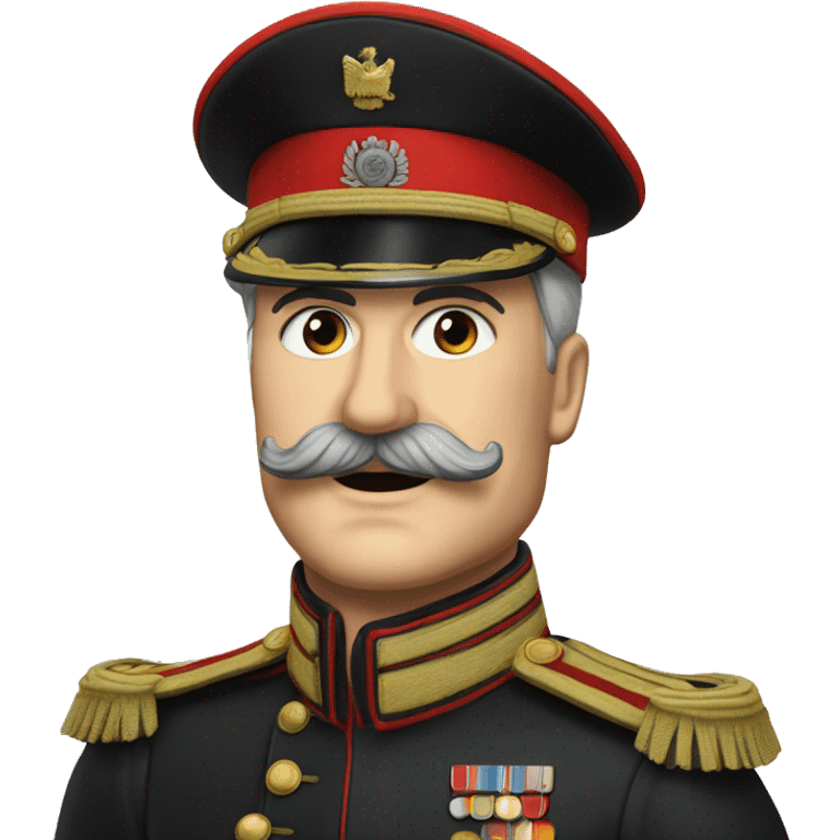 german president in black and red military attire, square centered moustache, no beard, arm and hand straight in the air emoji