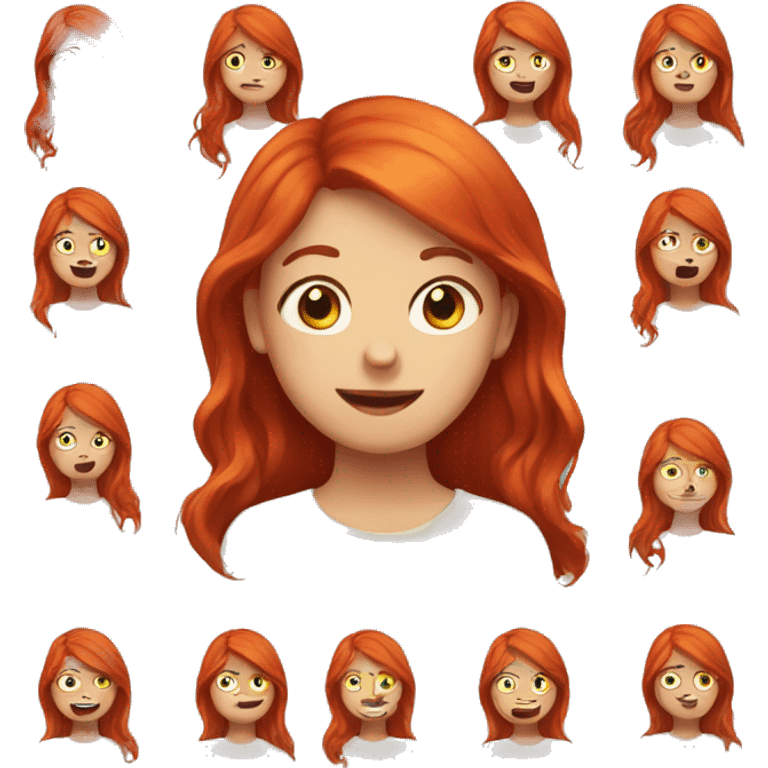 Red head girl with different emotions emoji