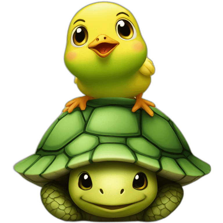 chick on turtles head emoji