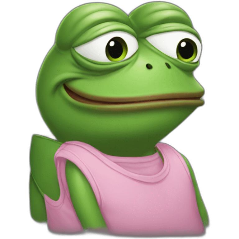 pepe the frog with pink medium length hair emoji