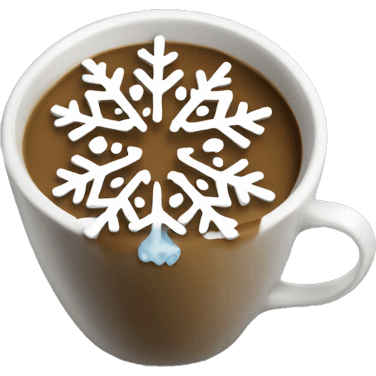 A cup of coffee  with a snowflake on top emoji