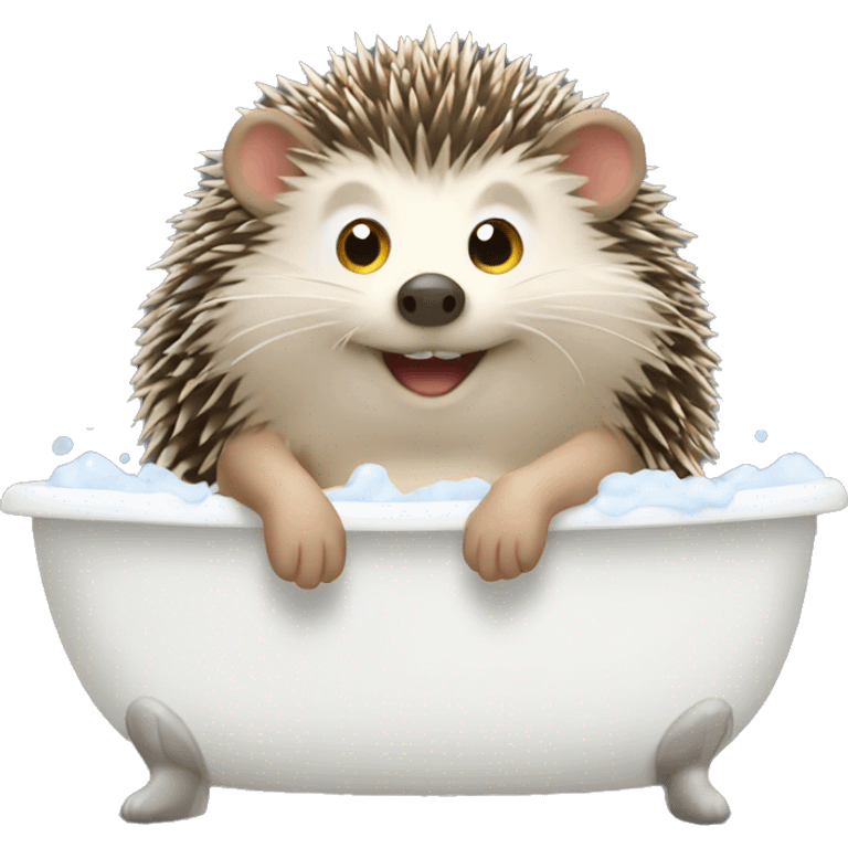 Hedgehog with bath emoji