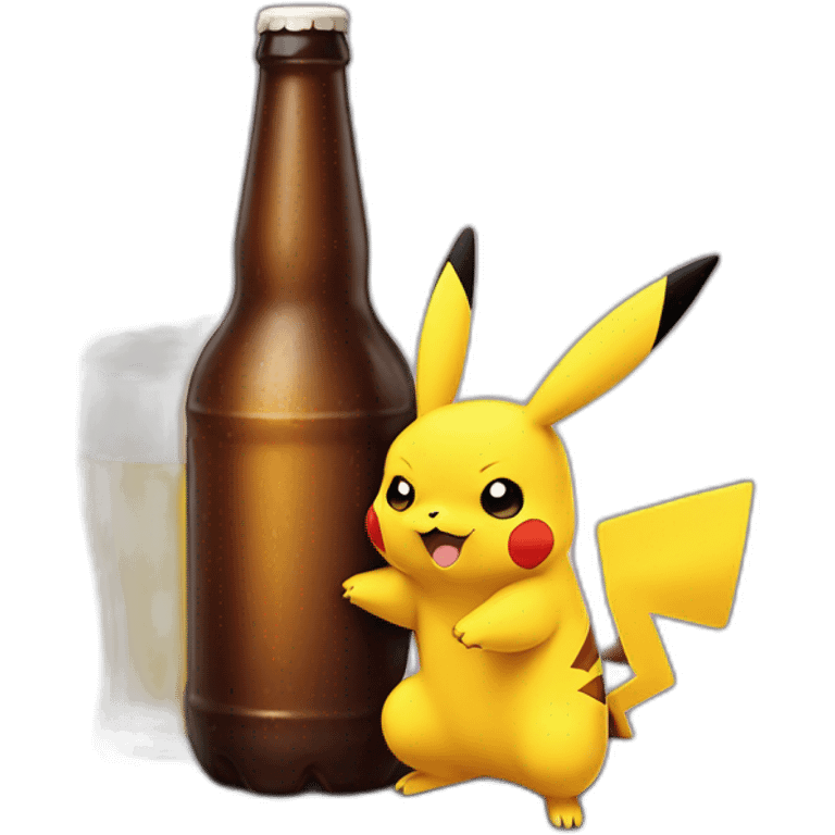 Pikachu avec une bière emoji