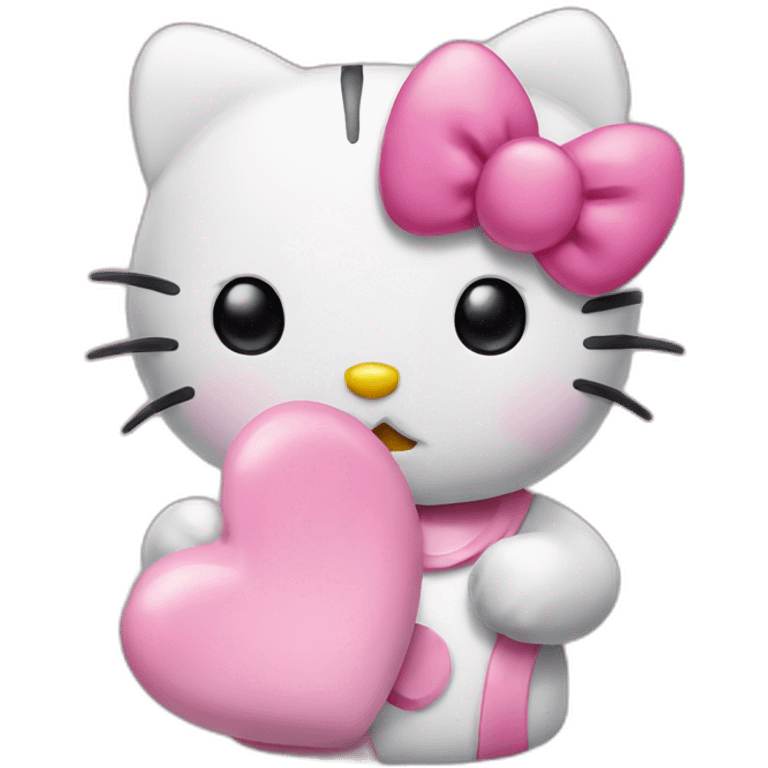 hello kitty with a blow kiss emoji