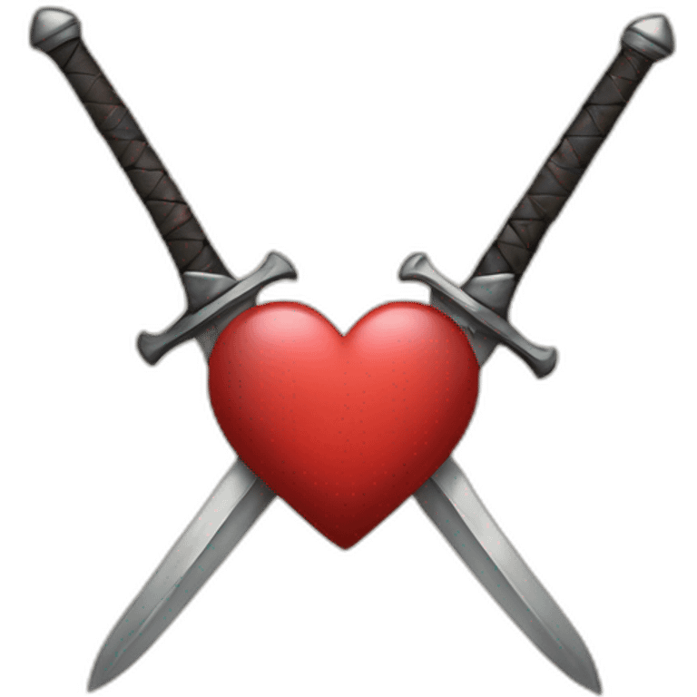 Two cross swords with 2 hearts around  emoji