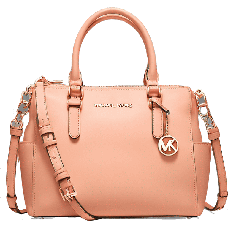 Realistic peach color michael kors satchel purse with rose gold hardware. emoji