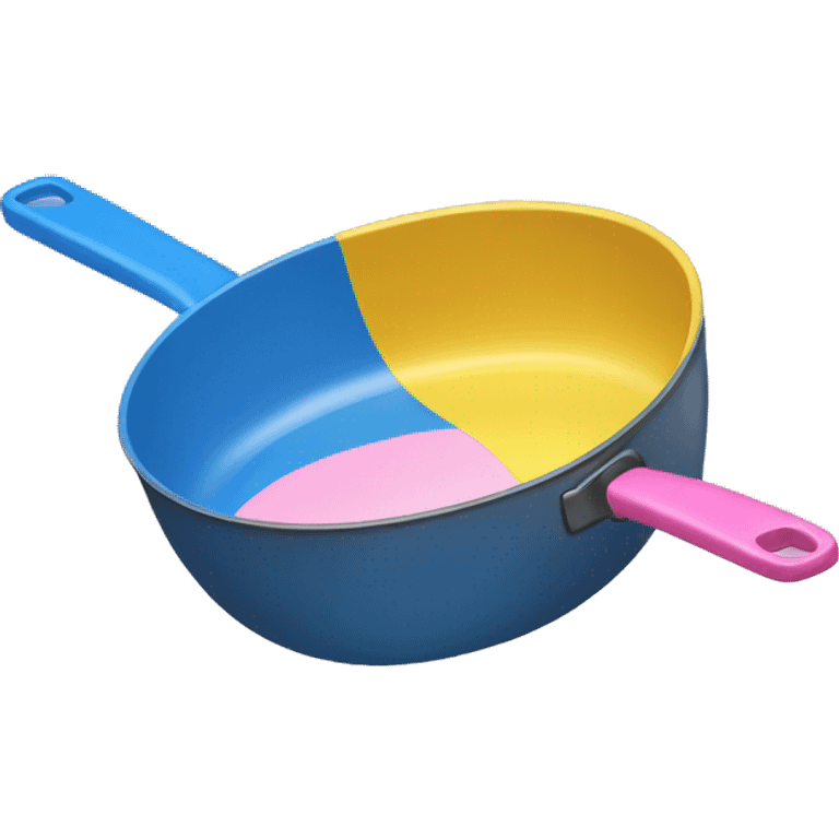 blue, yellow, and pink frying pan emoji