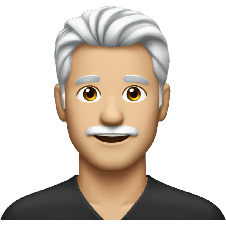 a slim man in 40s with gray hair and trimmer white beard wearing black polo shirt emoji