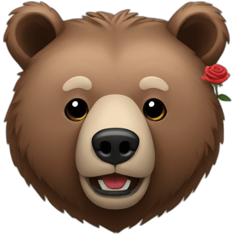 grizzly head with a rose emoji