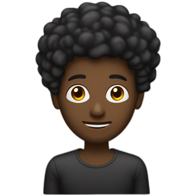 Un homme noir avec un petit bouc et une coupe afro embrasse sur la bouche un homme blanc avec des cheveux mi-longs bruns emoji